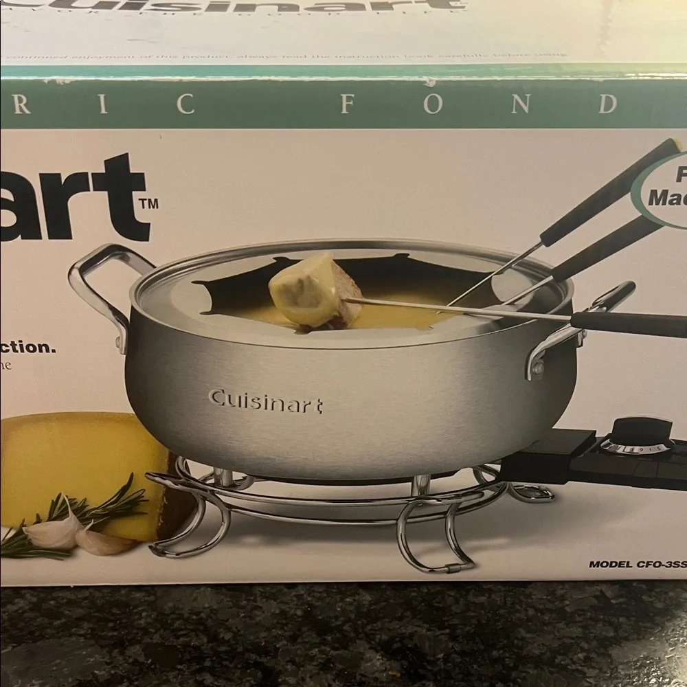 Cuisinart Stainless Steel Electric Fondue Set with Colorful Forks.  Like new